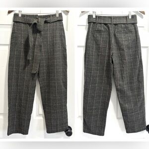 Aritzia Wilfred Jallade Tie Front Plaid Pants Wool Cashmere Blend Trousers Sz 4